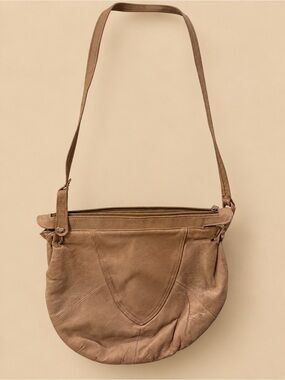 Soft Curved Shoulder Bag in Tan